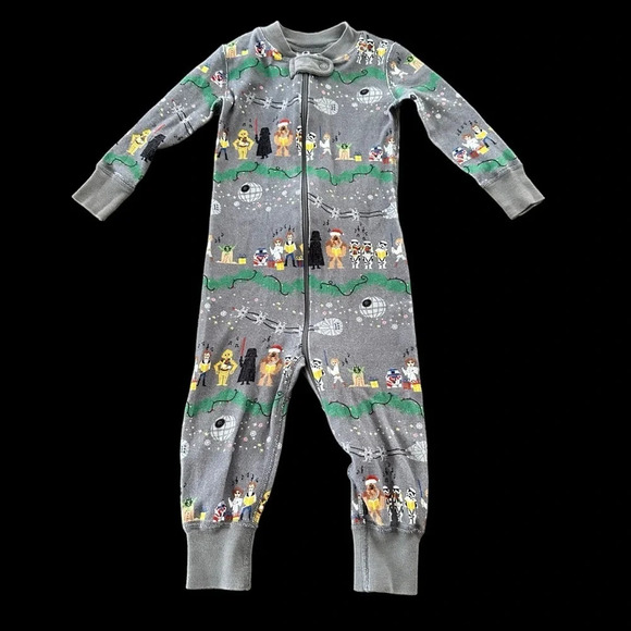 Hanna Andersson Star Wars 12-18 months Gray Zip Up Pajamas Organic Cotton Grey - Picture 1 of 3